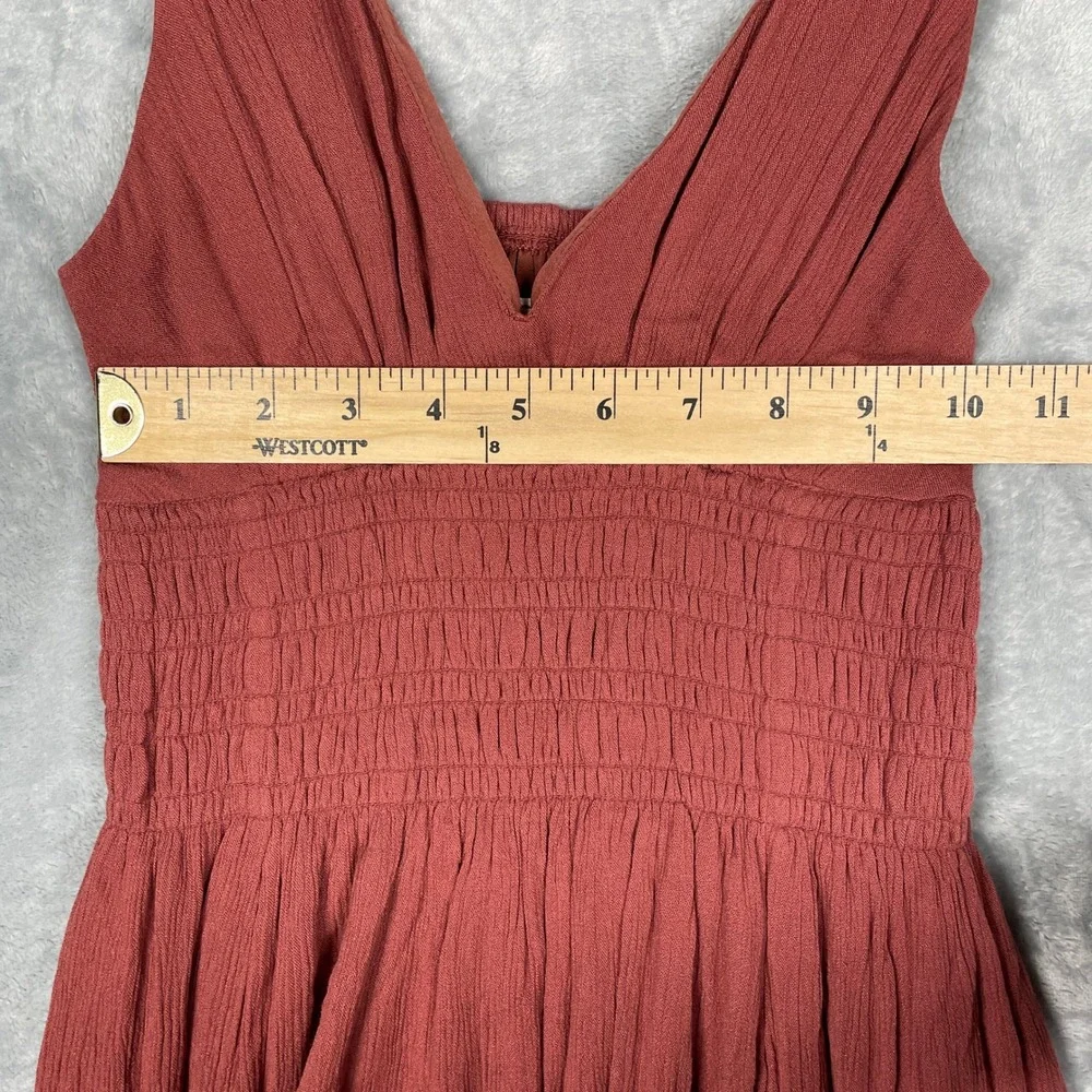 Abercrombie & Fitch Maxi Dress Women Dusty Rose Smocked V-Neck Sleeveless XS